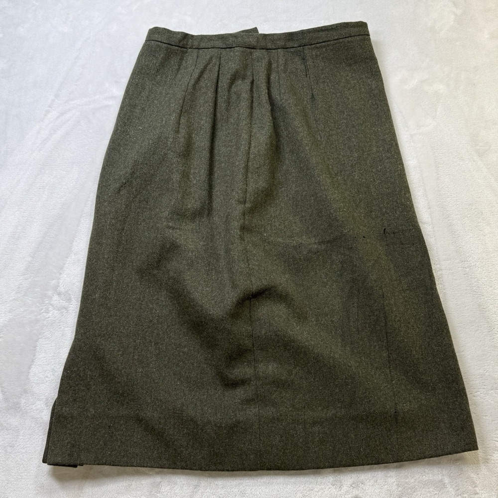 Vintage Sportempos Winterset Wool Blend Midi Skirt Olive Green USA 8